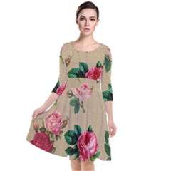 Flower 1770189 1920 Quarter Sleeve Waist Band Dress