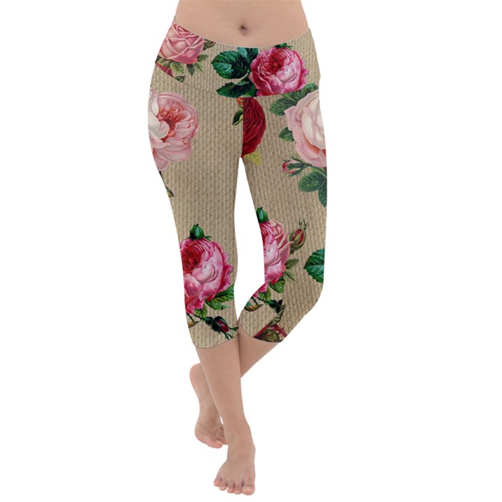 Flower 1770189 1920 Lightweight Velour Capri Yoga Leggings