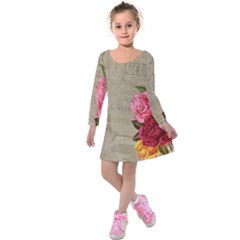 Flower 1646069 1920 Kids  Long Sleeve Velvet Dress by vintage2030