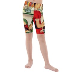 Retro Childrean Kids  Mid Length Swim Shorts by vintage2030