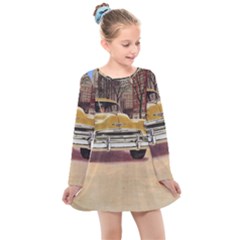 Retro Cars Kids  Long Sleeve Dress by vintage2030