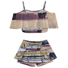 Retro Cars Kids  Off Shoulder Skirt Bikini