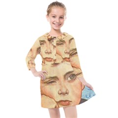 Retro Boy Kids  Quarter Sleeve Shirt Dress