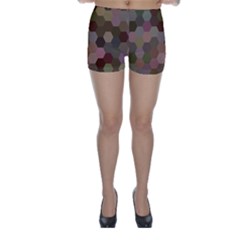 Brown Background Layout Polygon Skinny Shorts by Sapixe