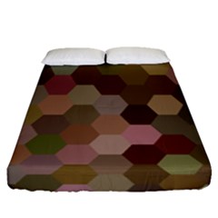 Brown Background Layout Polygon Fitted Sheet (queen Size) by Sapixe