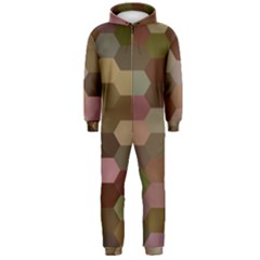 Brown Background Layout Polygon Hooded Jumpsuit (men)  by Sapixe