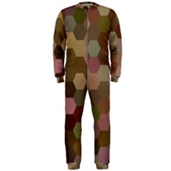 Brown Background Layout Polygon Onepiece Jumpsuit (men)  by Sapixe