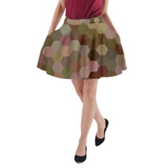 Brown Background Layout Polygon A-line Pocket Skirt by Sapixe