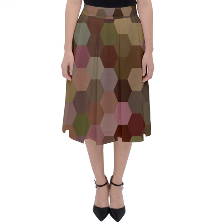 Brown Background Layout Polygon Classic Midi Skirt