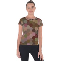 Brown Background Layout Polygon Short Sleeve Sports Top  by Sapixe