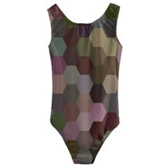 Brown Background Layout Polygon Kids  Cut-out Back One Piece Swimsuit