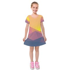 Image Sunset Landscape Graphics Kids  Short Sleeve Velvet Dress by Sapixe