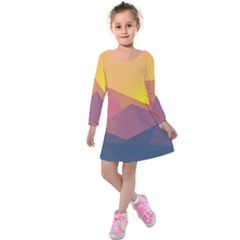 Image Sunset Landscape Graphics Kids  Long Sleeve Velvet Dress by Sapixe