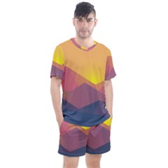 Image Sunset Landscape Graphics Men s Mesh Tee And Shorts Set