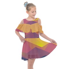 Image Sunset Landscape Graphics Kids  Shoulder Cutout Chiffon Dress by Sapixe