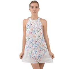 Heart Colorful Transparent Religion Halter Tie Back Chiffon Dress by Sapixe