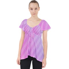 Diagonal Pink Stripe Gradient Lace Front Dolly Top by Sapixe