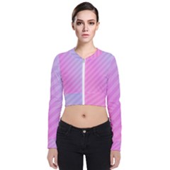 Diagonal Pink Stripe Gradient Zip Up Bomber Jacket by Sapixe