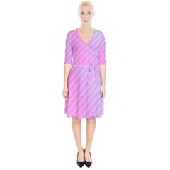 Diagonal Pink Stripe Gradient Wrap Up Cocktail Dress