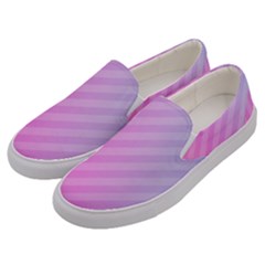 Diagonal Pink Stripe Gradient Men s Canvas Slip Ons by Sapixe