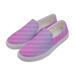 Diagonal Pink Stripe Gradient Women s Canvas Slip Ons by Sapixe