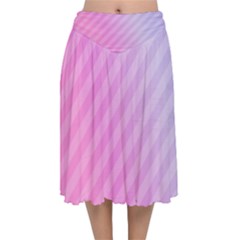 Diagonal Pink Stripe Gradient Velvet Flared Midi Skirt by Sapixe