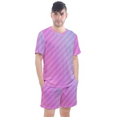 Diagonal Pink Stripe Gradient Men s Mesh Tee And Shorts Set