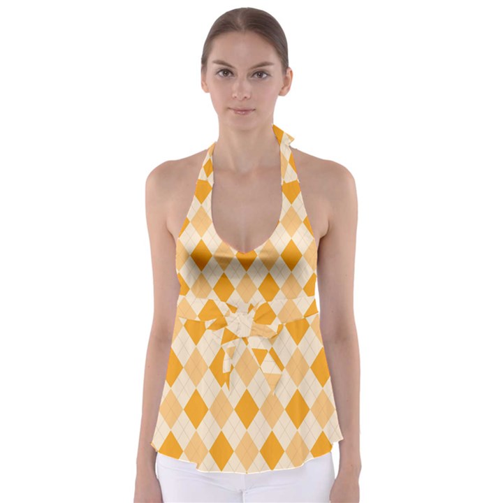 Argyle Pattern Seamless Design Babydoll Tankini Top