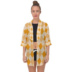 Argyle Pattern Seamless Design Open Front Chiffon Kimono by Sapixe