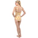 Argyle Pattern Seamless Design Cross Front Low Back Swimsuit View2