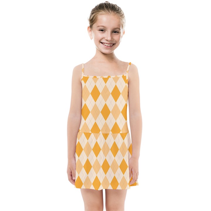 Argyle Pattern Seamless Design Kids Summer Sun Dress