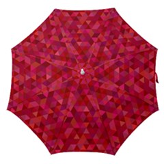 Maroon Dark Red Triangle Mosaic Straight Umbrellas by Sapixe