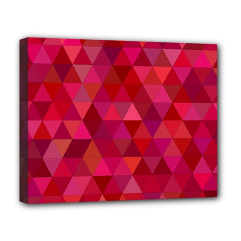 Maroon Dark Red Triangle Mosaic Deluxe Canvas 20  X 16  (stretched) by Sapixe