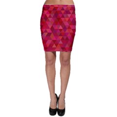 Maroon Dark Red Triangle Mosaic Bodycon Skirt by Sapixe