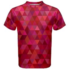 Maroon Dark Red Triangle Mosaic Men s Cotton Tee by Sapixe