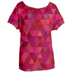 Maroon Dark Red Triangle Mosaic Women s Oversized Tee by Sapixe