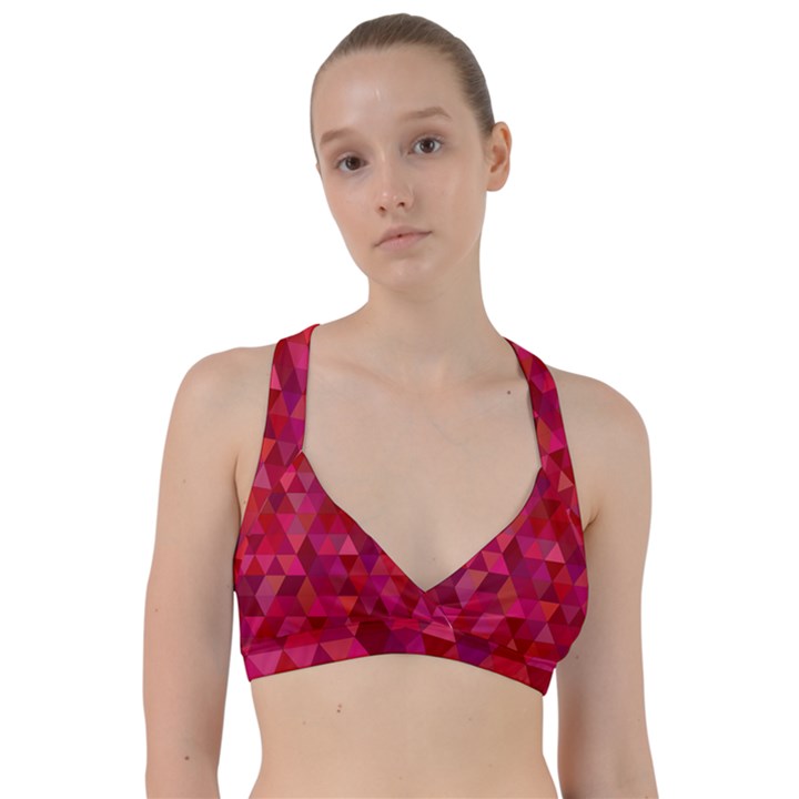 Maroon Dark Red Triangle Mosaic Sweetheart Sports Bra