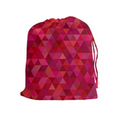 Maroon Dark Red Triangle Mosaic Drawstring Pouch (xl) by Sapixe