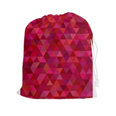 Maroon Dark Red Triangle Mosaic Drawstring Pouch (xxl) by Sapixe