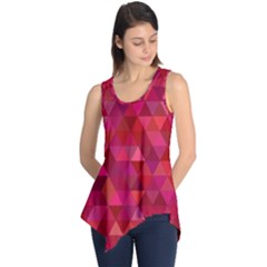 Maroon Dark Red Triangle Mosaic Sleeveless Tunic by Sapixe