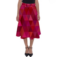 Maroon Dark Red Triangle Mosaic Perfect Length Midi Skirt by Sapixe