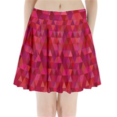 Maroon Dark Red Triangle Mosaic Pleated Mini Skirt by Sapixe