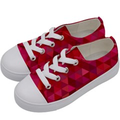 Maroon Dark Red Triangle Mosaic Kids  Low Top Canvas Sneakers by Sapixe