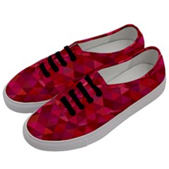 Maroon Dark Red Triangle Mosaic Men s Classic Low Top Sneakers by Sapixe