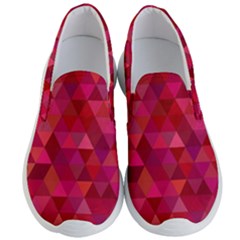 Maroon Dark Red Triangle Mosaic Men s Lightweight Slip Ons by Sapixe