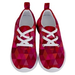 Maroon Dark Red Triangle Mosaic Running Shoes by Sapixe