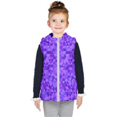 Purple Triangle Purple Background Kid s Hooded Puffer Vest by Sapixe