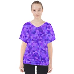 Purple Triangle Purple Background V-neck Dolman Drape Top by Sapixe