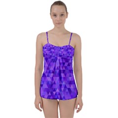 Purple Triangle Purple Background Babydoll Tankini Set by Sapixe