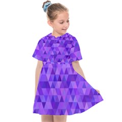 Purple Triangle Purple Background Kids  Sailor Dress by Sapixe